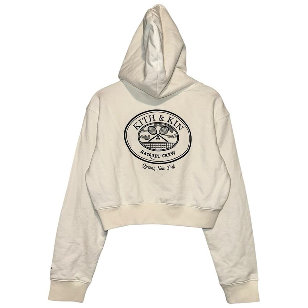 Kith x Wilson Women’s Size L White Kith & Kin Racquet Crew Cropped Hoodie